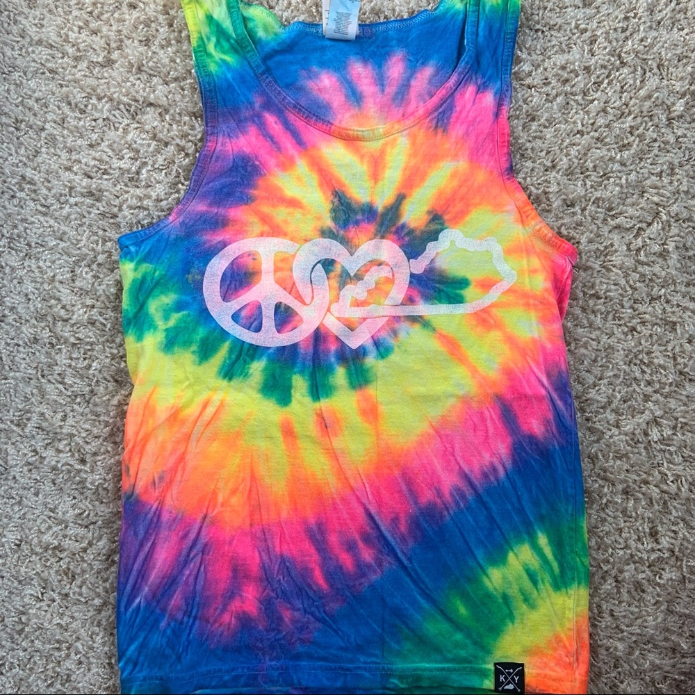 Peace Love Kentucky tie dye tank top - small